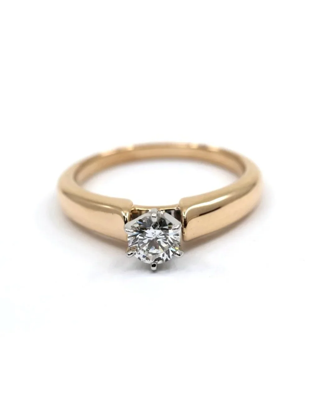 Beautiful 14K Solid Yellow Gold GHI Solitaire Diamond Wedding Ring - Size 7.25